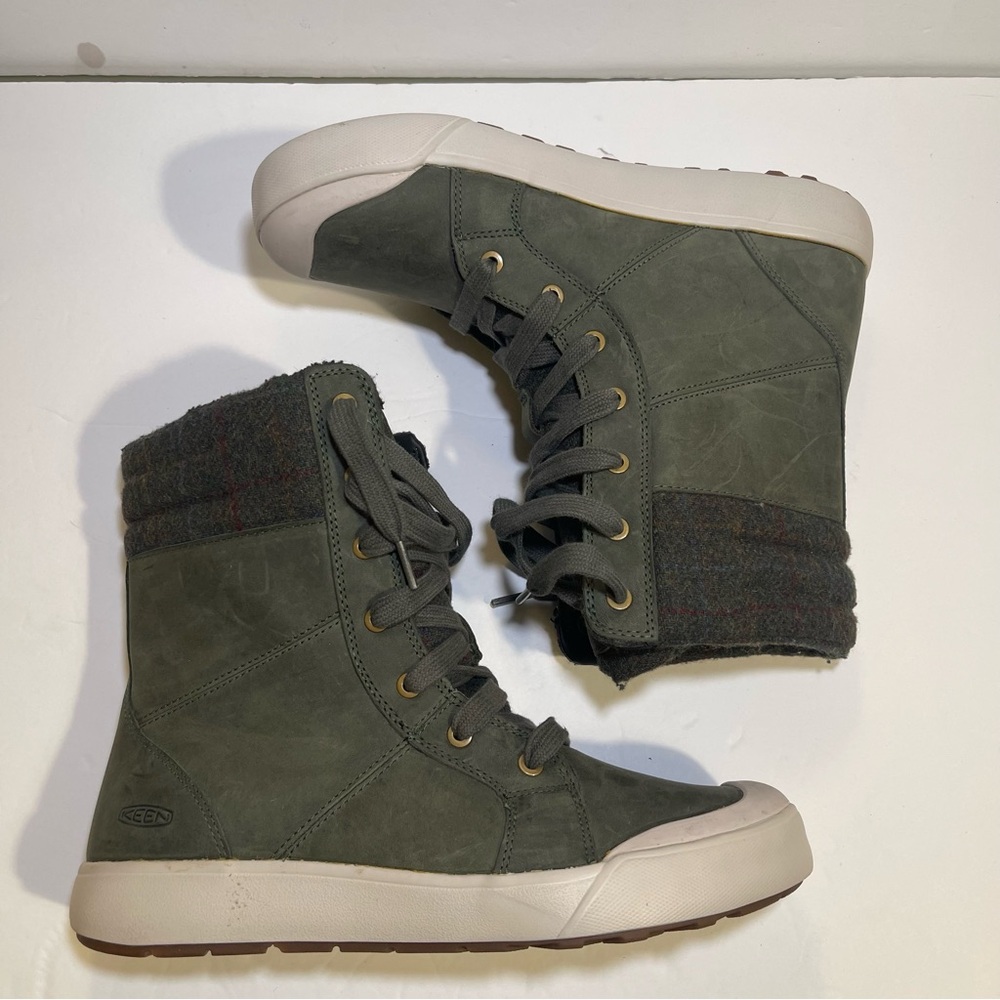 KEEN Elsa II Mid Women’s Leather Sneaker Boots Lined Green Size 9.5 - Picture 3 of 16